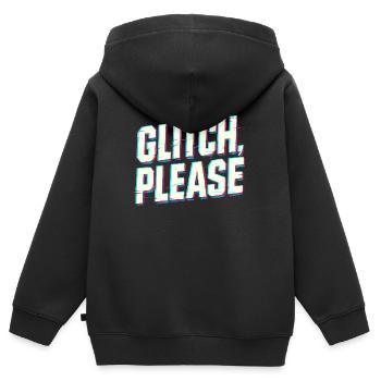 Glitch Please | Retro Gaming Hacker Vibes - Kids Premium Organic Zip-up Hoodie - black - Back - AI Model Kid Male (0cm)