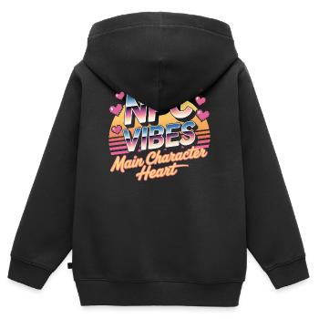 NPC Vibes | Main Character Energy Gaming - Kinder Premium Organic Zip Hoodie - Schwarz - Hinten - AI Model Kid Male (0cm)