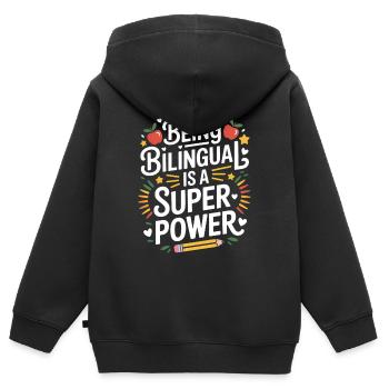 Foreign Language Sayings Funny Foreign Language Gift - Kids Premium Organic Zip-up Hoodie - black - Back - AI Model Kid Male (0cm)