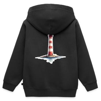 phare - Sweat Premium à capuche zippé enfant bio - noir - Dos - AI Model Kid Male (0cm)