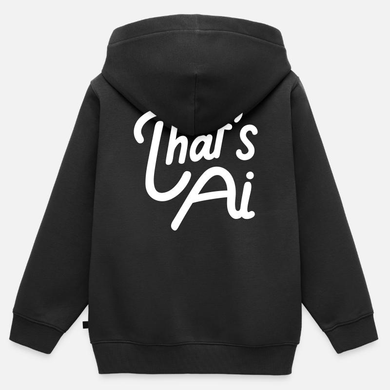 « C’est de l’IA » Typographie manuscrite - Sweat Premium à capuche zippé enfant bio - noir