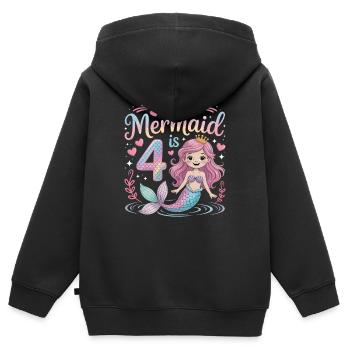 Meerjungfrau 4. Geburtstag 4 Jahre - Kinder Premium Organic Zip Hoodie - Schwarz - Hinten - AI Model Kid Male (0cm)