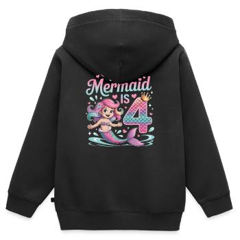 Meerjungfrau 4. Geburtstag 4 Jahre - Kinder Premium Organic Zip Hoodie - Schwarz - Hinten - AI Model Kid Male (0cm)