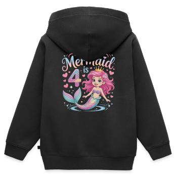 Meerjungfrau 4. Geburtstag 4 Jahre - Kinder Premium Organic Zip Hoodie - Schwarz - Hinten - AI Model Kid Male (0cm)