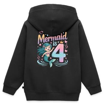 Meerjungfrau 4. Geburtstag 4 Jahre - Kinder Premium Organic Zip Hoodie - Schwarz - Hinten - AI Model Kid Male (0cm)