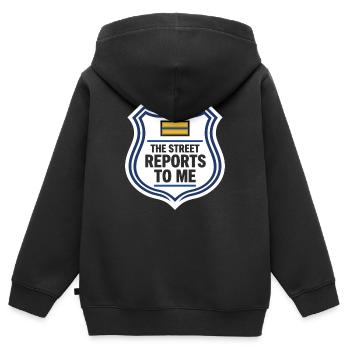 Lieutenant de police Lieutenant de police Grade de lieutenant - Sweat Premium à capuche zippé enfant bio - noir - Dos - AI Model Kid Male (0cm)