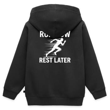 Laufshirt Motivation für Jogger - Kinder Premium Organic Zip Hoodie - Schwarz - Hinten - AI Model Kid Male (0cm)