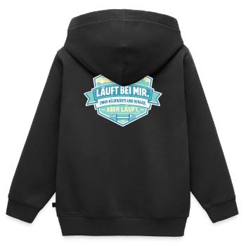 Runs backwards for me - Kids Premium Organic Zip-up Hoodie - black - Back - AI Model Kid Male (0cm)