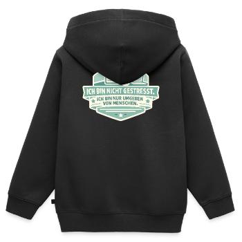 Pas stressé Entouré de gens - Sweat Premium à capuche zippé enfant bio - noir - Dos - AI Model Kid Male (0cm)