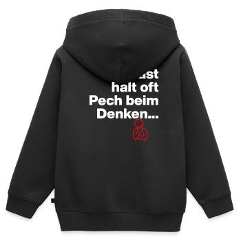 TU AS JUSTE DE LA MALCHANCE EN PENSANT. DON DE SARCASME - Sweat Premium à capuche zippé enfant bio - noir - Dos - AI Model Kid Male (0cm)