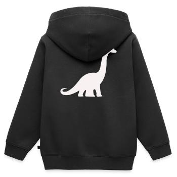 Silhouette de dinosaure à long cou - Sweat Premium à capuche zippé enfant bio - noir - Dos - AI Model Kid Male (0cm)