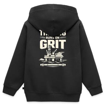 Offshore-bohrer-rig-bohrer Bohrboden Offshore - Kinder Premium Organic Zip Hoodie - Schwarz - Hinten - AI Model Kid Male (0cm)