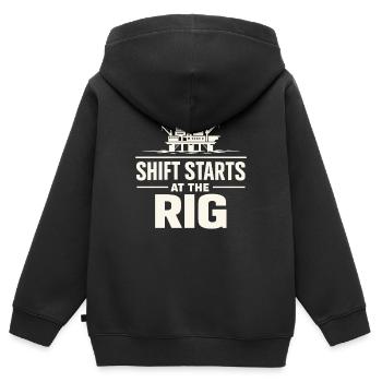 Offshore-bohrer-rig-bohrer Bohrboden Offshore - Kinder Premium Organic Zip Hoodie - Schwarz - Hinten - AI Model Kid Male (0cm)