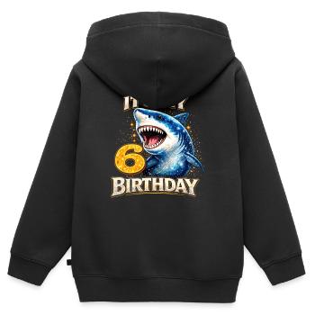 C’est mon 6e anniversaire Hai Geburtstag - Sweat Premium à capuche zippé enfant bio - noir - Dos - AI Model Kid Male (0cm)