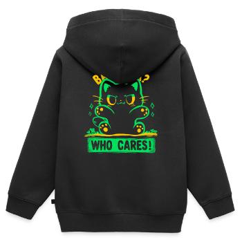 Pas de chance : Qui s’en soucie - Sweat Premium à capuche zippé enfant bio - noir - Dos - AI Model Kid Male (0cm)