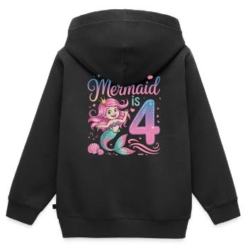 Meerjungfrau 4. Geburtstag 4 Jahre - Kinder Premium Organic Zip Hoodie - Schwarz - Hinten - AI Model Kid Male (0cm)