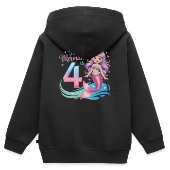 Meerjungfrau 4. Geburtstag 4 Jahre - Kinder Premium Organic Zip Hoodie - Schwarz - Hinten - AI Model Kid Male (0cm)