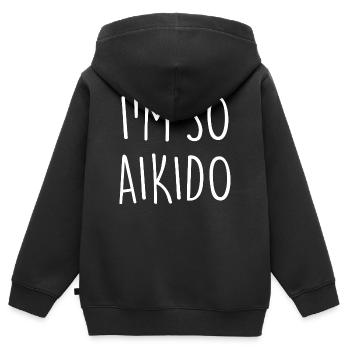Aikido - Kinder Premium Organic Zip Hoodie - Schwarz - Hinten - AI Model Kid Male (0cm)