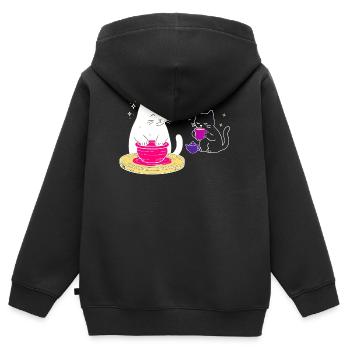 Artisan Cat Life – From Wheel to Tea - Kids Premium Organic Zip-up Hoodie - black - Back - AI Model Kid Male (0cm)