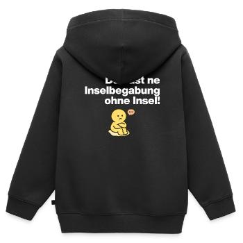 TU AS UN TALENT D’ÎLE SANS ÎLE ! - Sweat Premium à capuche zippé enfant bio - noir - Dos - AI Model Kid Male (0cm)