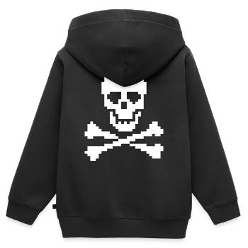 Pixel Totenkopf gekreuzte Knochen - Kinder Premium Organic Zip Hoodie - Schwarz - Hinten - AI Model Kid Male (0cm)