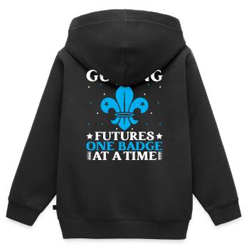 Girl Scout Leader Guiding Futures Scout - Kinder Premium Organic Zip Hoodie - Schwarz - Hinten - AI Model Kid Male (0cm)