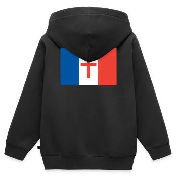 France Libre - Kinder Premium Organic Zip Hoodie - Schwarz - Hinten - AI Model Kid Male (0cm)