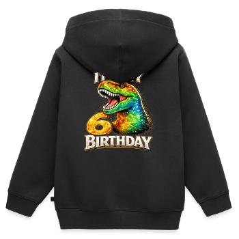 Its My 6 Birthday Dino Geburtstag T Rex - Kids Premium Organic Zip-up Hoodie - black - Back - AI Model Kid Male (0cm)