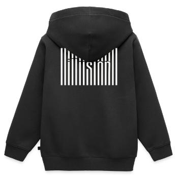 Barcode Illusion - Kids Premium Organic Zip-up Hoodie - black - Back - AI Model Kid Male (0cm)