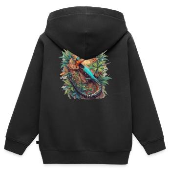 Lizards Lizard - Kids Premium Organic Zip-up Hoodie - black - Back - AI Model Kid Male (0cm)