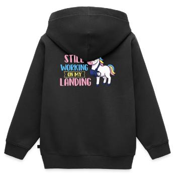 Ich arbeite immer noch an meiner Landungsarm-Erholung - Kinder Premium Organic Zip Hoodie - Schwarz - Hinten - AI Model Kid Male (0cm)