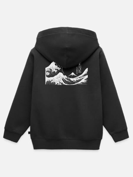 Great Wave Kanagawa Japanese Art - Kinder Premium Organic Zip Hoodie - Schwarz