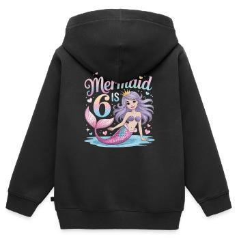 Meerjungfrau 6. Geburtstag 6 Jahre - Kinder Premium Organic Zip Hoodie - Schwarz - Hinten - AI Model Kid Male (0cm)