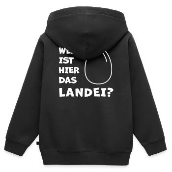 Das Landei - Fans de poulet - Coq - Coq - Bio - Sweat Premium à capuche zippé enfant bio - noir - Dos - AI Model Kid Male (0cm)