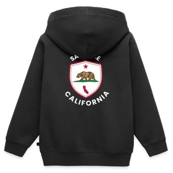 San Jose Shield Bear Emblem - Kinder Premium Organic Zip Hoodie - Schwarz - Hinten - AI Model Kid Male (0cm)