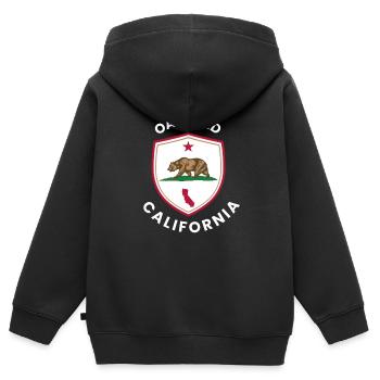 Emblem der Oakland-Bärenflagge - Kinder Premium Organic Zip Hoodie - Schwarz - Hinten - AI Model Kid Male (0cm)
