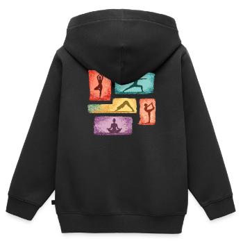 Yoga Silhouetten in Farbblöcken - Kinder Premium Organic Zip Hoodie - Schwarz - Hinten - AI Model Kid Male (0cm)