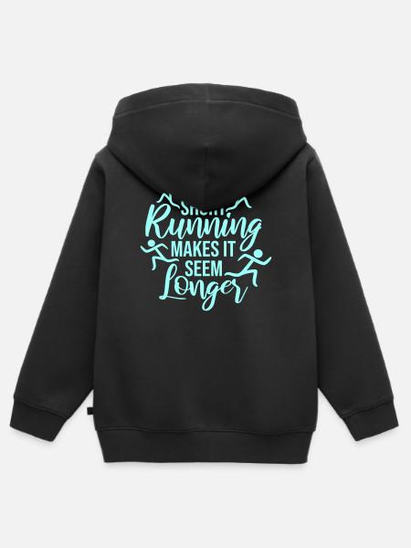 Life Is Short Running Makes It Seem Longer Funny - Kids Premium Organic Zip-up Hoodie - black