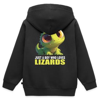 Lizards Lizard - Kids Premium Organic Zip-up Hoodie - black - Back - AI Model Kid Male (0cm)