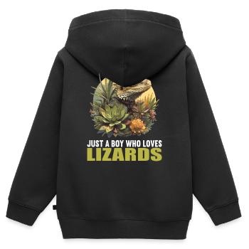 Lizards Lizard - Kids Premium Organic Zip-up Hoodie - black - Back - AI Model Kid Male (0cm)