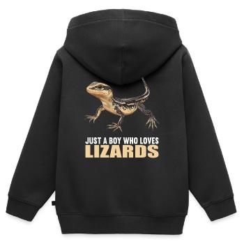 Lizards Lizard - Kids Premium Organic Zip-up Hoodie - black - Back - AI Model Kid Male (0cm)