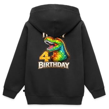 Its My 4 Birthday Dino Geburtstag - Kinder Premium Organic Zip Hoodie - Schwarz - Hinten - AI Model Kid Male (0cm)