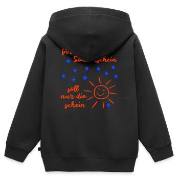 Sonnenschein  - Kinder Premium Organic Zip Hoodie - Schwarz - Hinten - AI Model Kid Male (0cm)