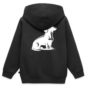 Edle Dackelzeichnung Jagdhund Hundesilhouette - Kinder Premium Organic Zip Hoodie - Schwarz - Hinten - AI Model Kid Male (0cm)