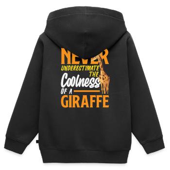Unterschätze nie die Coolness Giraffe - Kinder Premium Organic Zip Hoodie - Schwarz - Hinten - AI Model Kid Male (0cm)