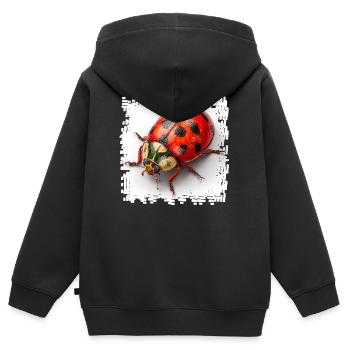 Roter Marienkaefer Muster Shirt - Kinder Premium Organic Zip Hoodie - Schwarz - Hinten - AI Model Kid Male (0cm)