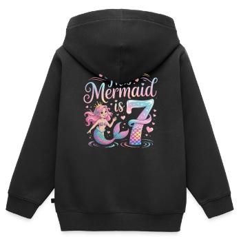 Sirène 7e ans - Sweat Premium à capuche zippé enfant bio - noir - Dos - AI Model Kid Male (0cm)