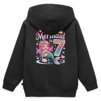 Meerjungfrau 7. Geburtstag 7 Jahre - Kinder Premium Organic Zip Hoodie - Schwarz - Hinten - AI Model Kid Male (0cm)