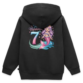 Sirène 7e ans - Sweat Premium à capuche zippé enfant bio - noir - Dos - AI Model Kid Male (0cm)