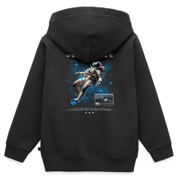 Espace d’astronautes en apesanteur - Sweat Premium à capuche zippé enfant bio - noir - Dos - AI Model Kid Male (0cm)